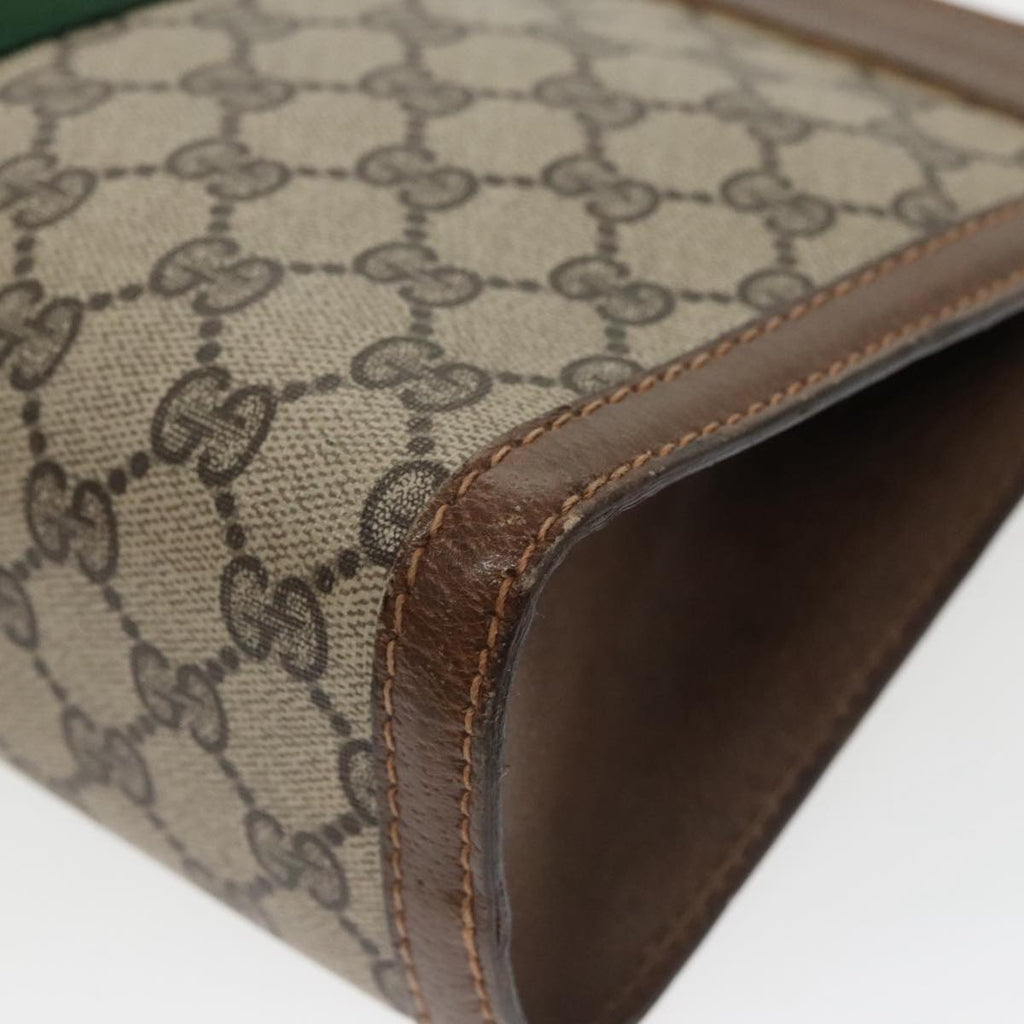 GUCCI GG Supreme Web Sherry Line Clutch Bag PVC Beige 001 014 2125 ar13007