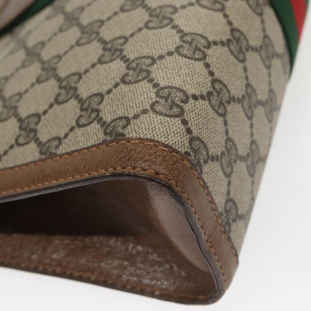 GUCCI GG Supreme Web Sherry Line Clutch Bag PVC Beige 001 014 2125 ar13007