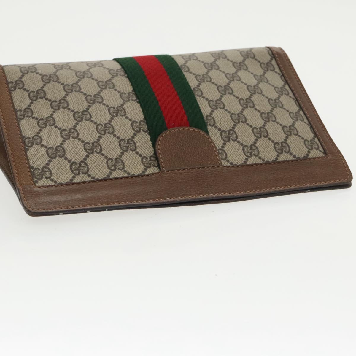 GUCCI GG Supreme Web Sherry Line Clutch Bag PVC Beige 001 014 2125 ar13007