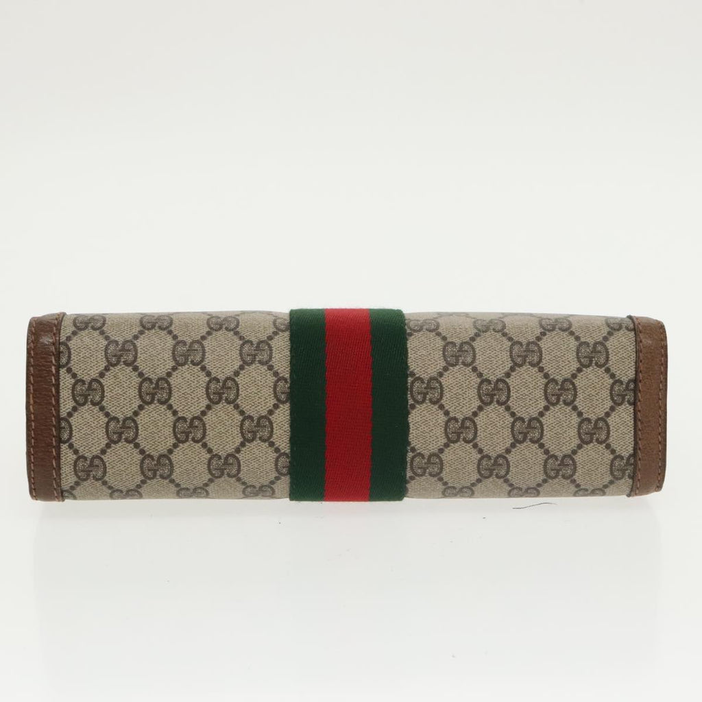 GUCCI GG Supreme Web Sherry Line Clutch Bag PVC Beige 001 014 2125 ar13007