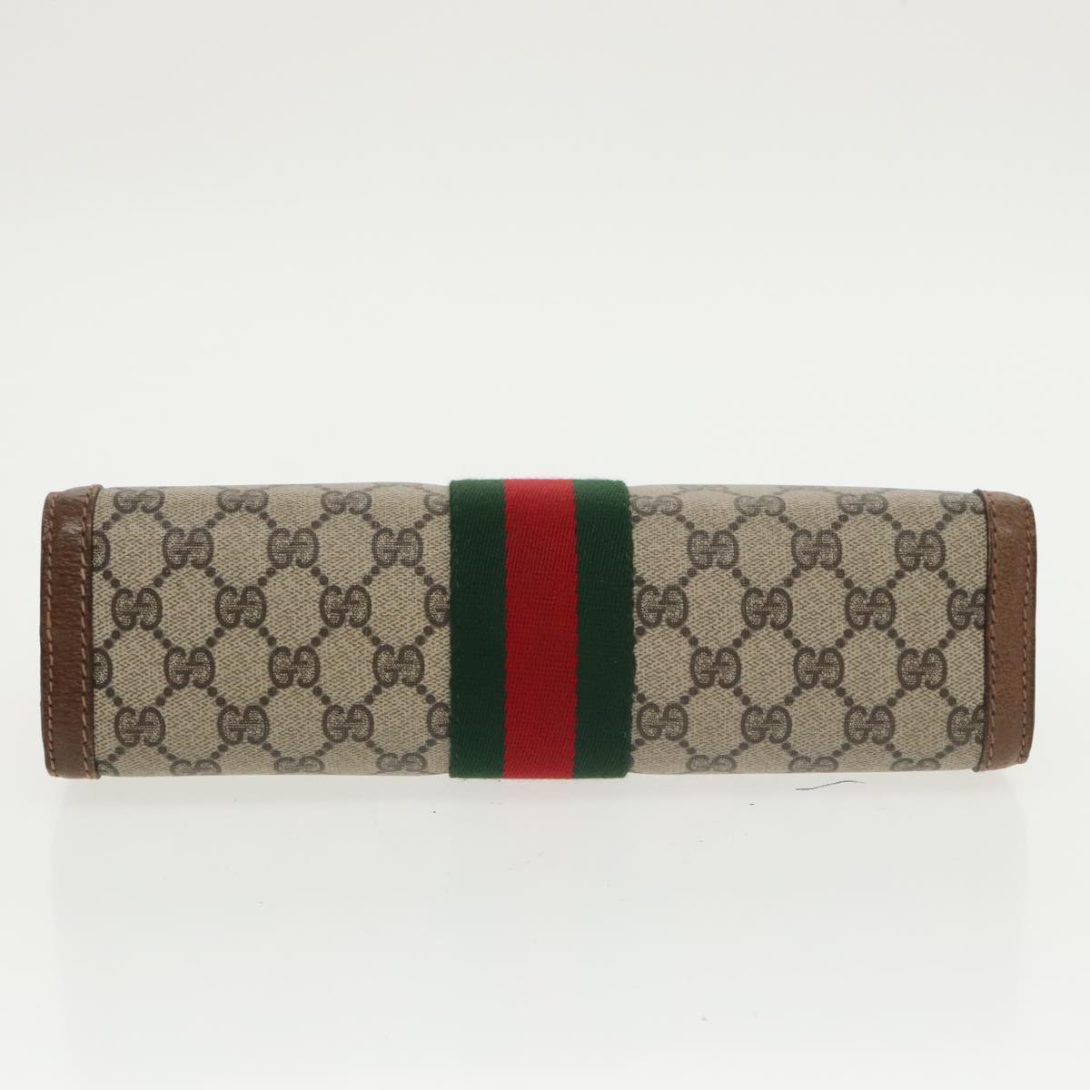 GUCCI GG Supreme Web Sherry Line Clutch Bag PVC Beige 001 014 2125 ar13007