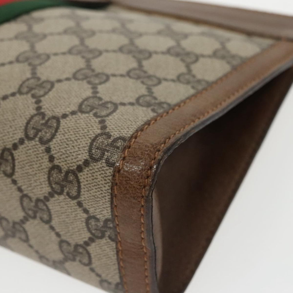 GUCCI GG Supreme Web Sherry Line Clutch Bag PVC Beige 001 014 2125 ar13007