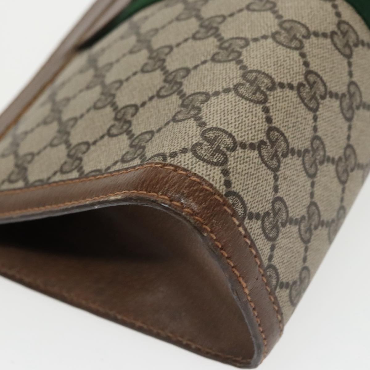 GUCCI GG Supreme Web Sherry Line Clutch Bag PVC Beige 001 014 2125 ar13007