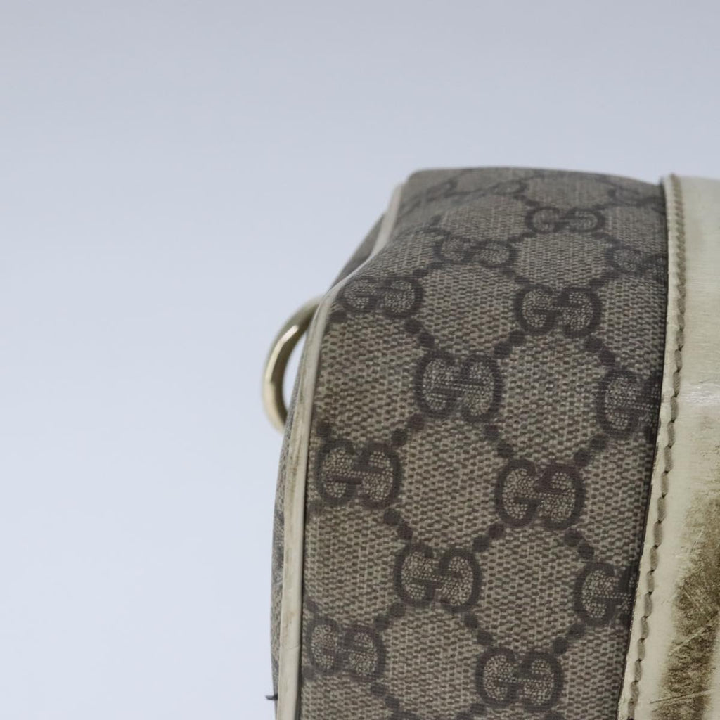 GUCCI GG Supreme Hand Bag PVC Leather Beige White Gold ar13008