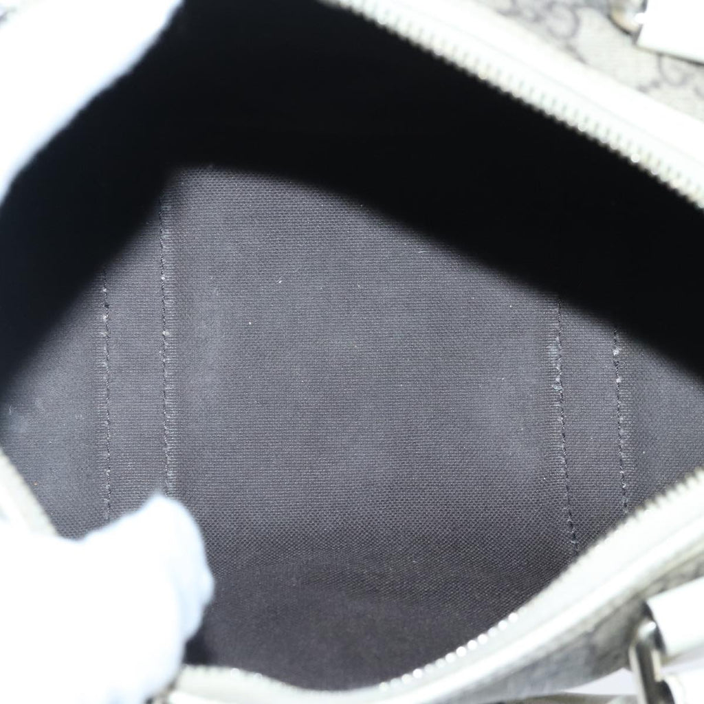 GUCCI GG Supreme Hand Bag PVC Leather Beige White Gold ar13008