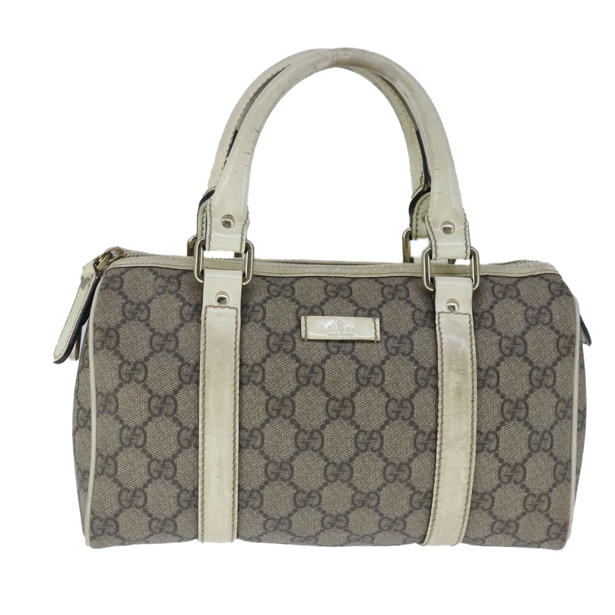 GUCCI GG Supreme Hand Bag PVC Leather Beige White Gold ar13008