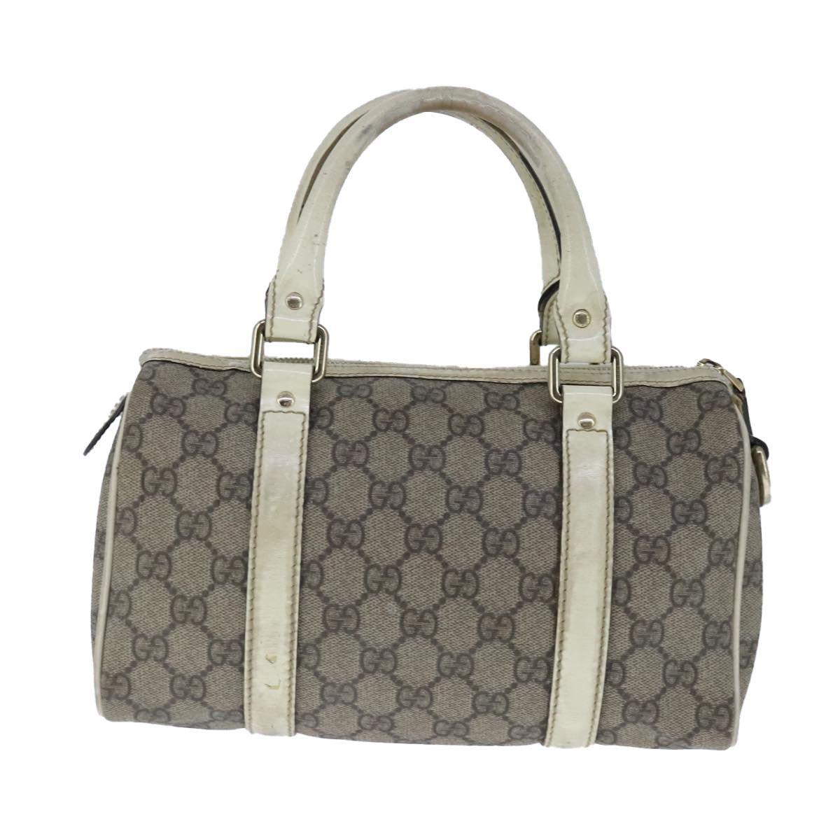 GUCCI GG Supreme Hand Bag PVC Leather Beige White Gold ar13008