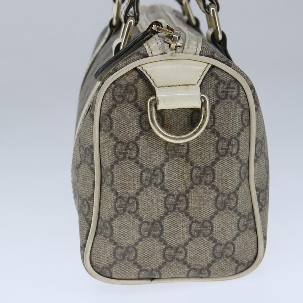 GUCCI GG Supreme Hand Bag PVC Leather Beige White Gold ar13008
