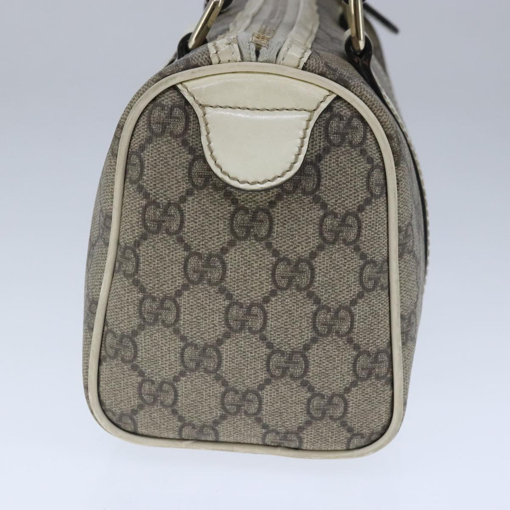 GUCCI GG Supreme Hand Bag PVC Leather Beige White Gold ar13008