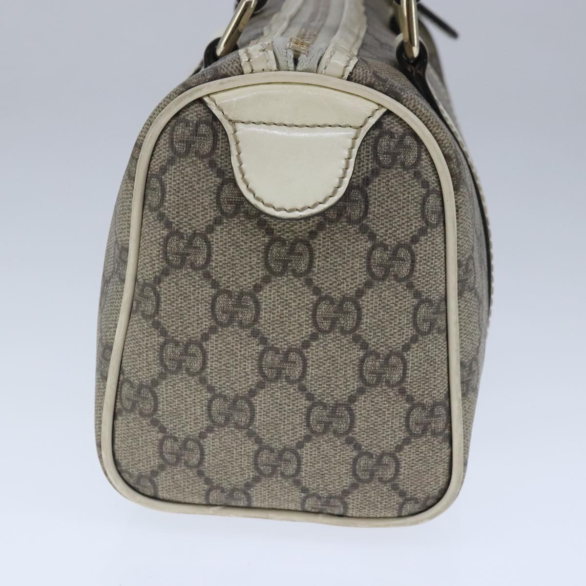 GUCCI GG Supreme Hand Bag PVC Leather Beige White Gold ar13008