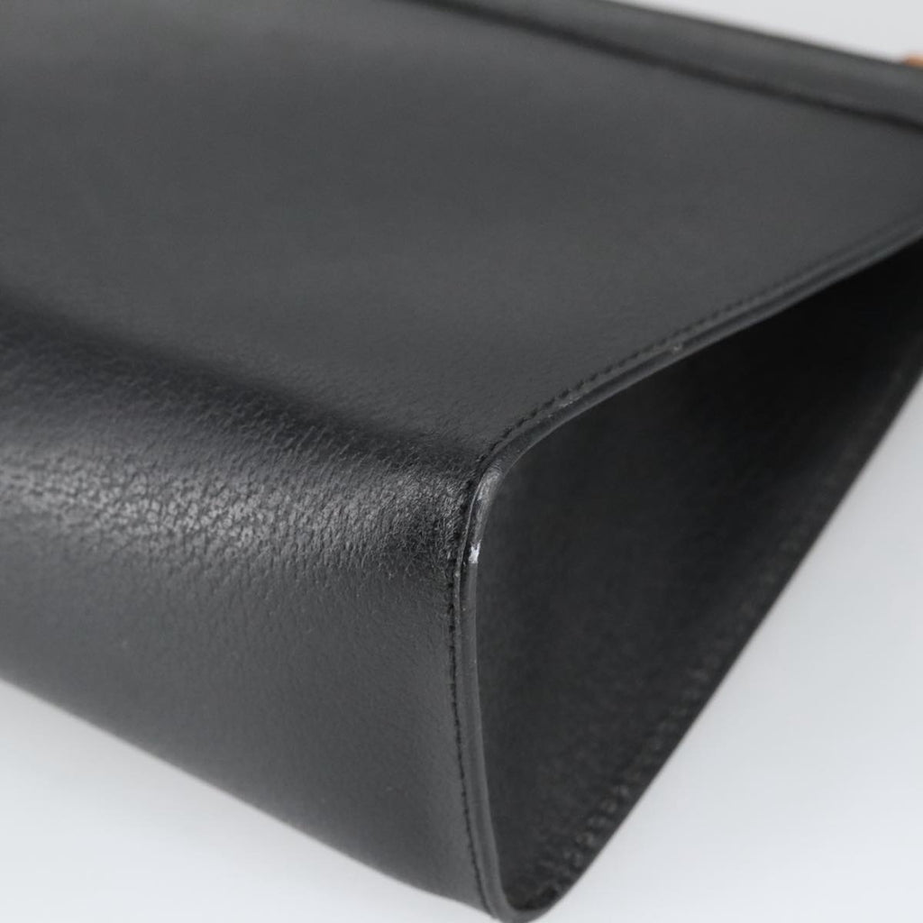GUCCI Clutch Bag Leather Black Gold ar13009