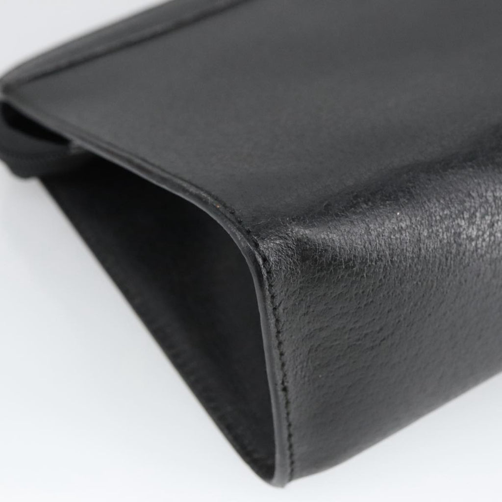 GUCCI Clutch Bag Leather Black Gold ar13009