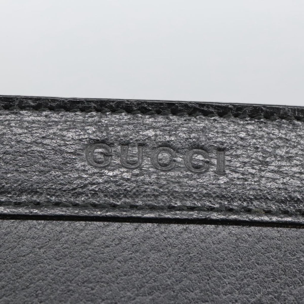 GUCCI Clutch Bag Leather Black Gold ar13009
