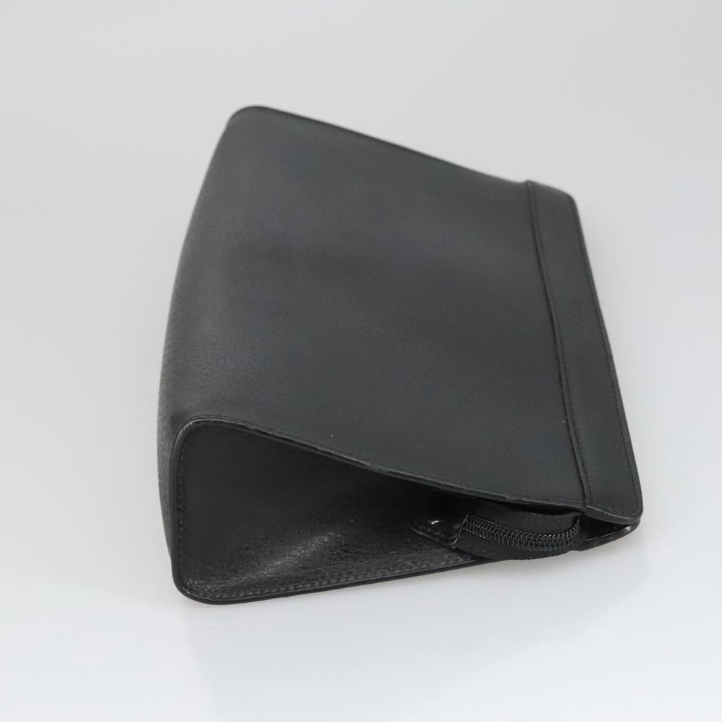 GUCCI Clutch Bag Leather Black Gold ar13009