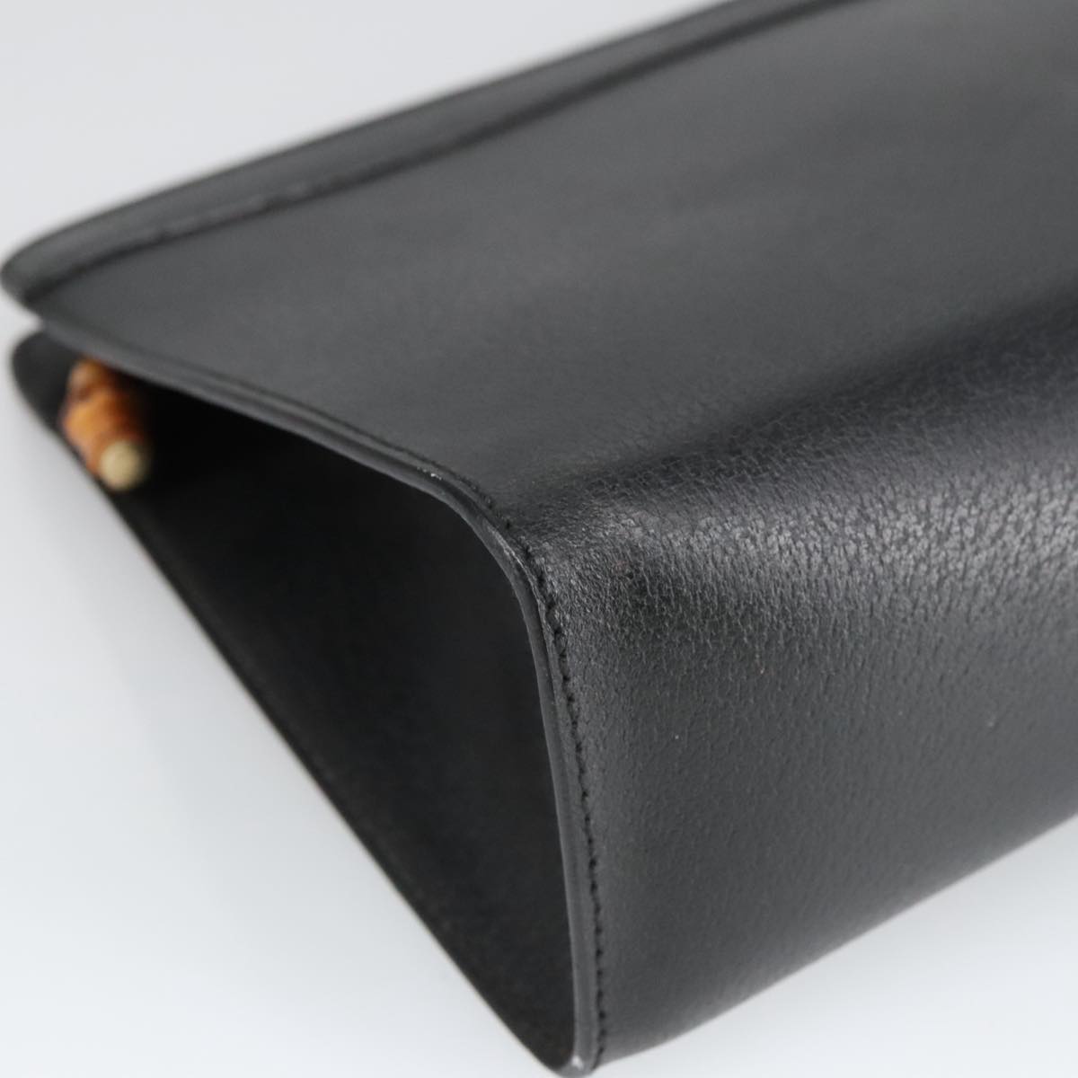 GUCCI Clutch Bag Leather Black Gold ar13009