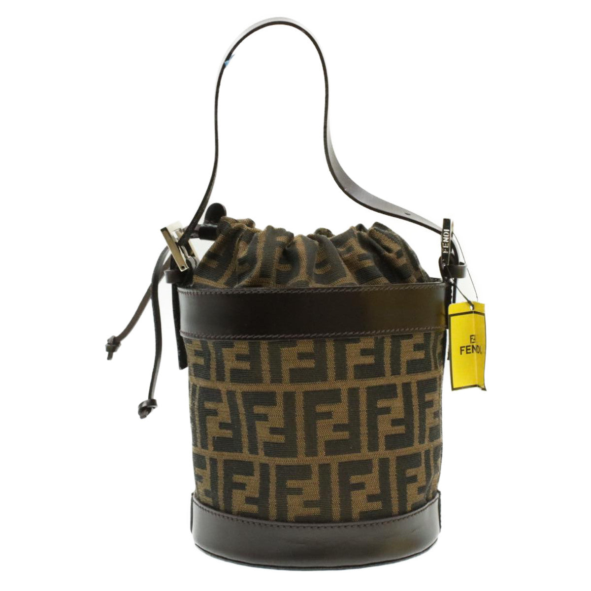 FENDI Zucca Canvas Shoulder Bag Brown Black ar2901