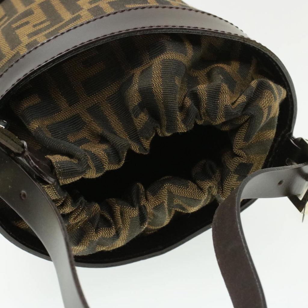 FENDI Zucca Canvas Shoulder Bag Brown Black ar2901
