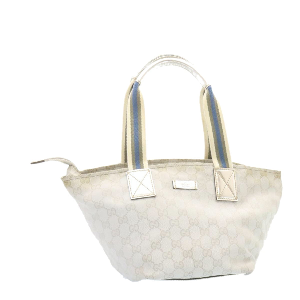 GUCCI Sherry Line GG Canvas Tote Bag Silver Blue ar4426