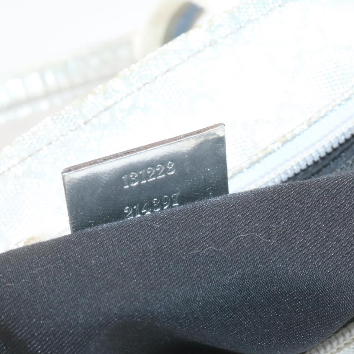 GUCCI Sherry Line GG Canvas Tote Bag Silver Blue ar4426