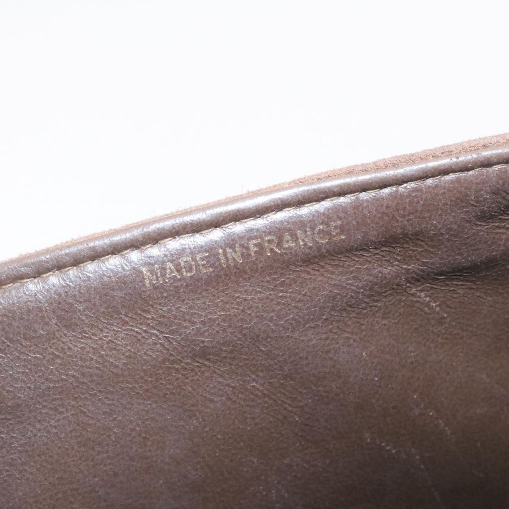 CHANEL Matelasse 30 Double Chain flap Shoulder Bag Suede Brown CC ar4582