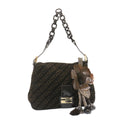 FENDI Zucca Flower Mamma Baguette Shoulder Bag Velor Brown Black ar4590
