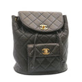 CHANEL Matelasse Backpack Leather Black Gold Tone CC ar4662A