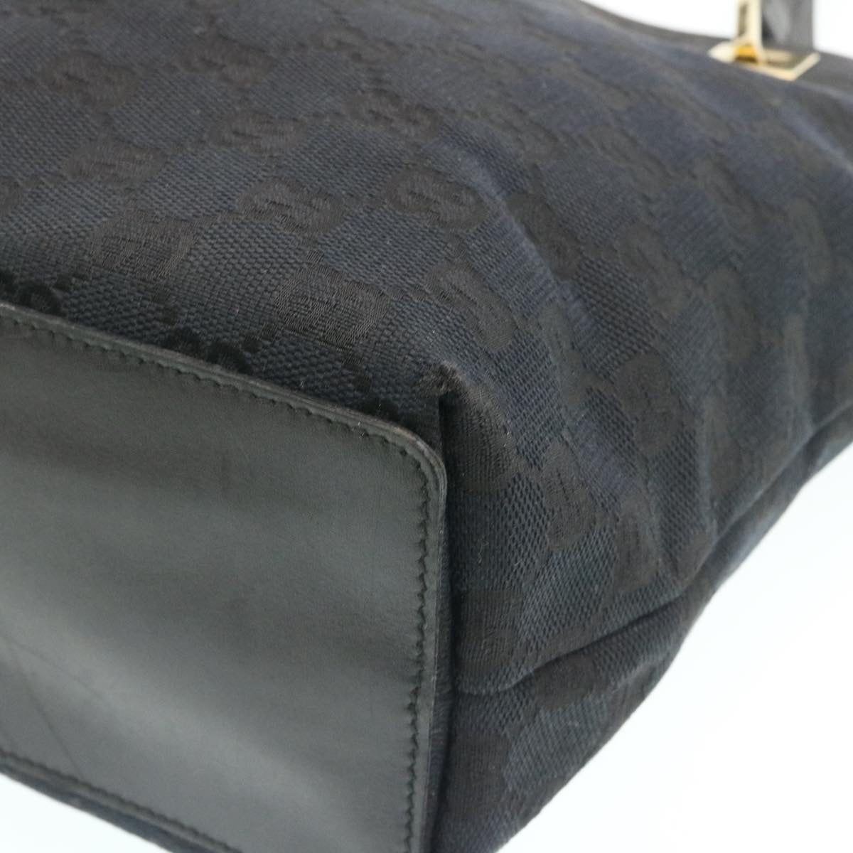 GUCCI GG Canvas Hand Bag Canvas Black ar5214
