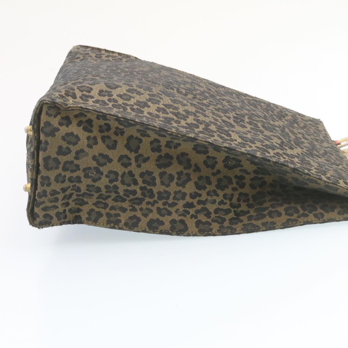 FENDI Panther Hand Bag Canvas Brown Black ar5672