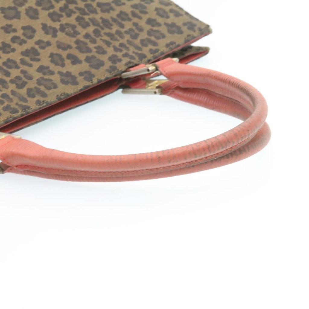 FENDI Panther Hand Bag Canvas Brown Black ar5672