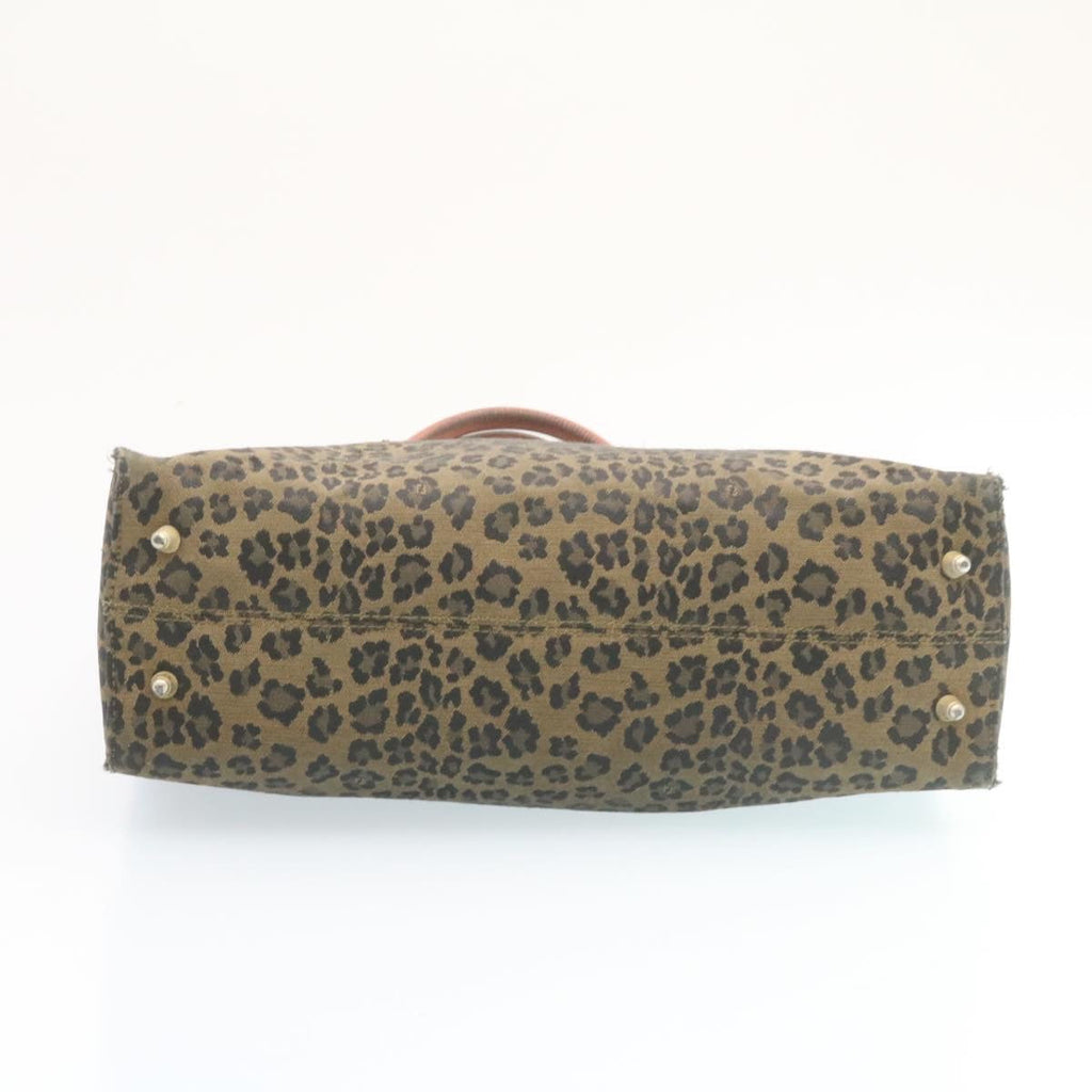 FENDI Panther Hand Bag Canvas Brown Black ar5672