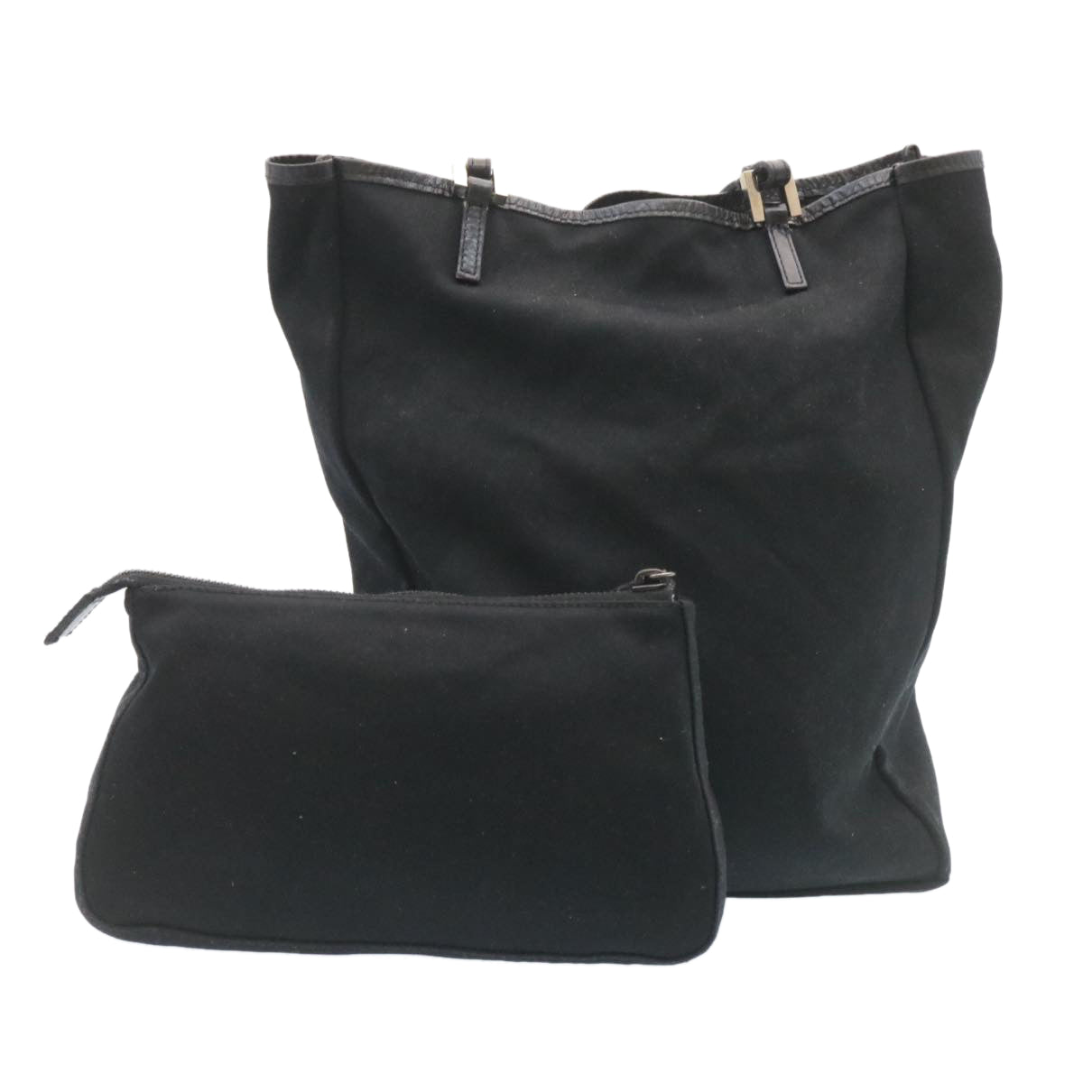 FENDI Pouch Hand Bag Nylon 2Set Black ar5688