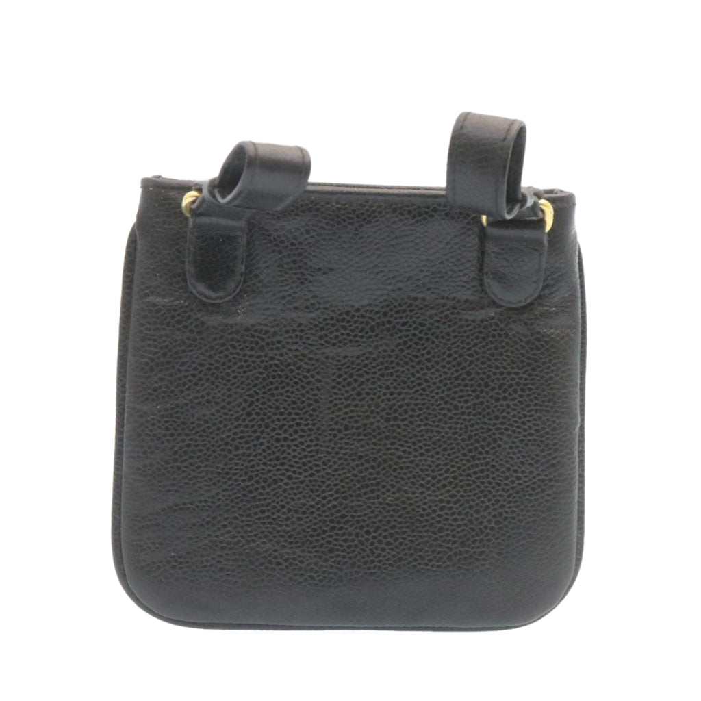 CHANEL Caviar Skin Waist Pouch Leather Black CC ar5893A