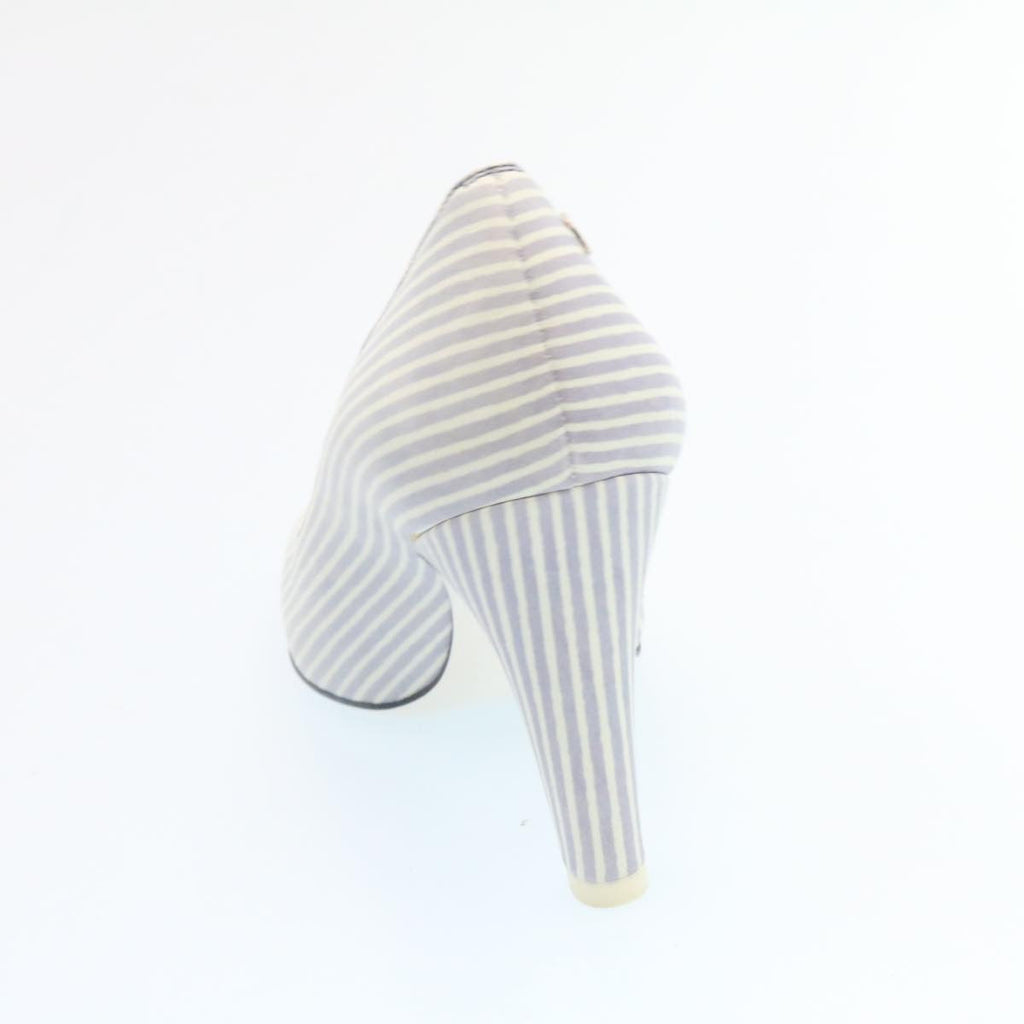CHANEL Striped high heels pumps Leather Pink CC ar6007A