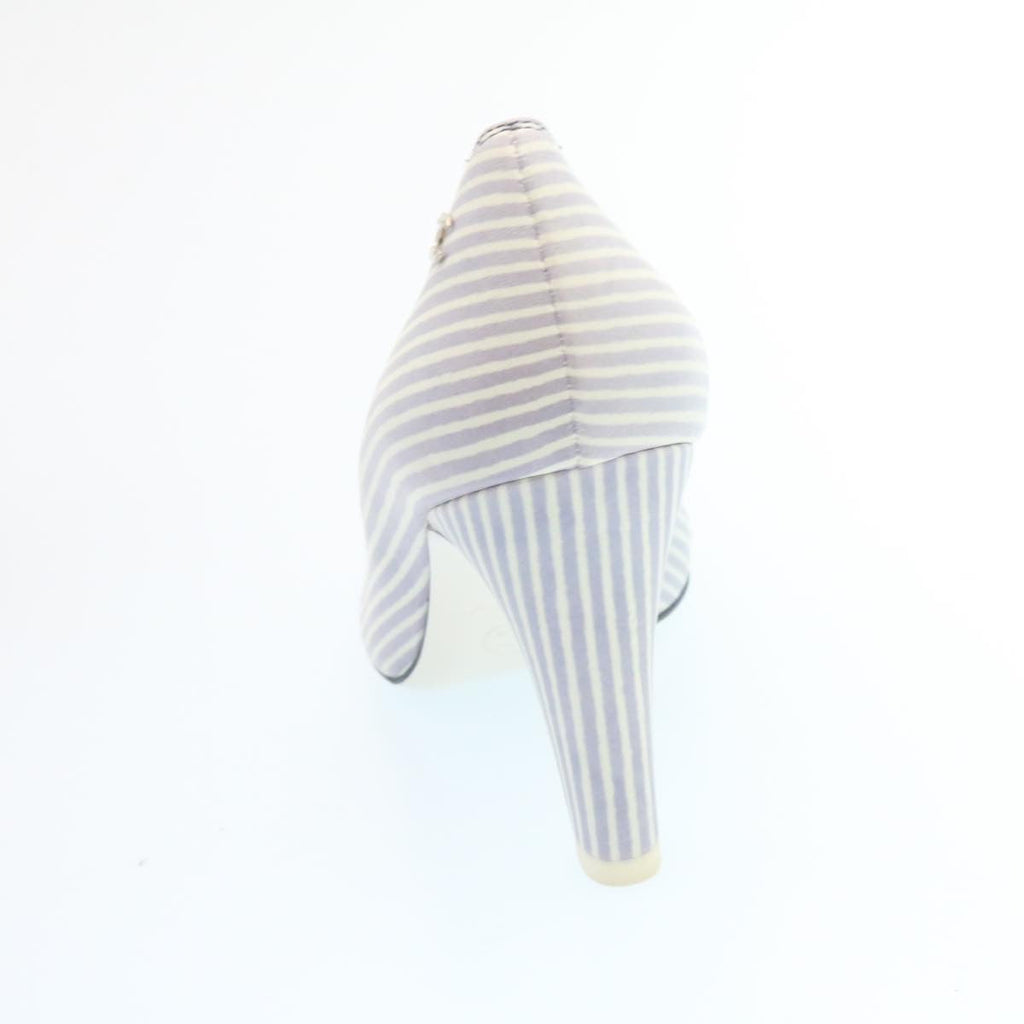 CHANEL Striped high heels pumps Leather Pink CC ar6007A