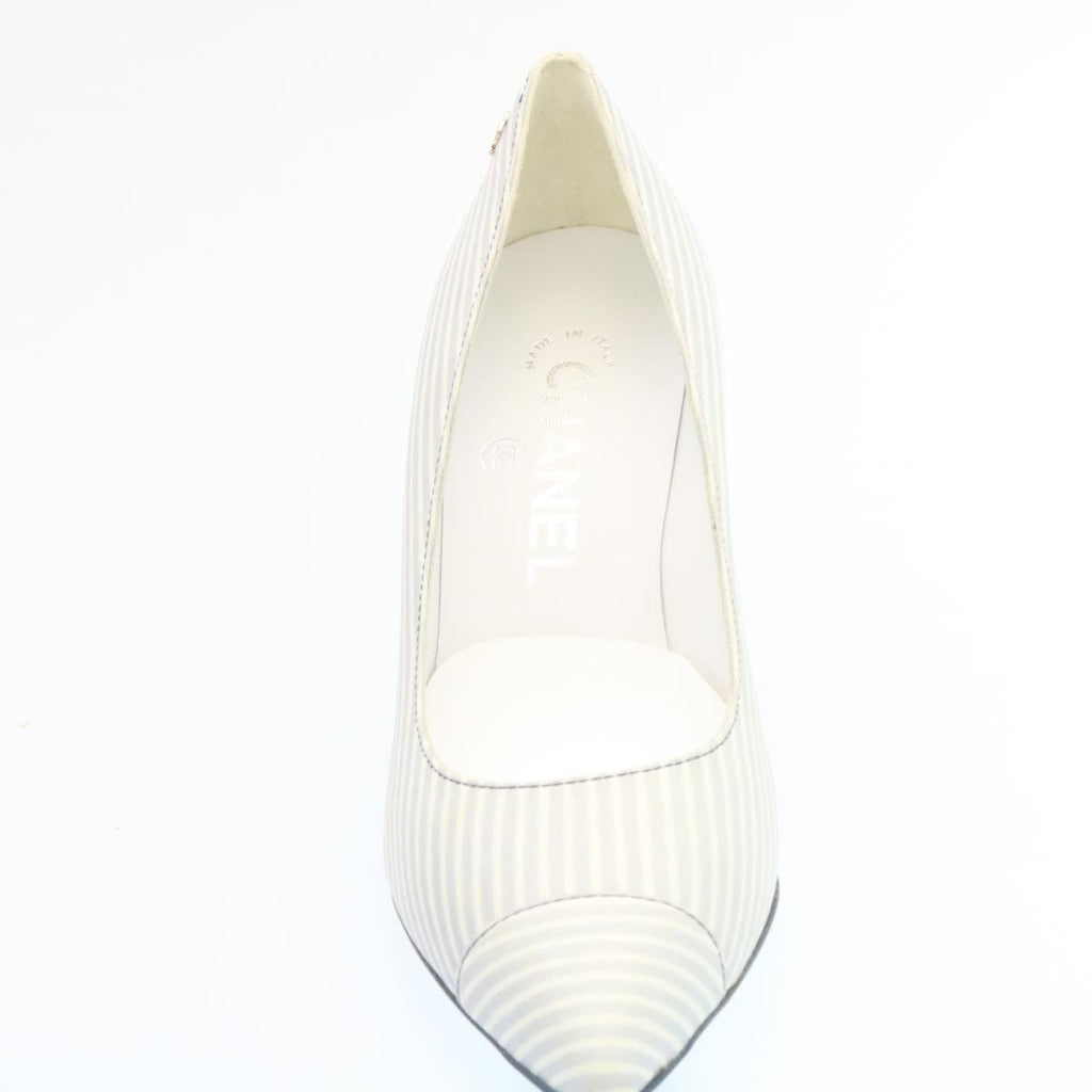 CHANEL Striped high heels pumps Leather Pink CC ar6007A