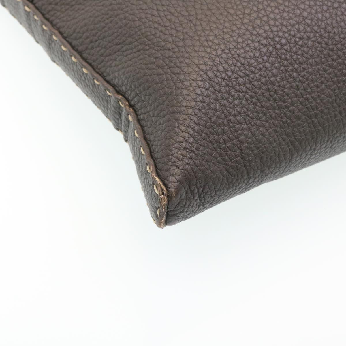 FENDI Shoulder Bag Leather Brown ar6319