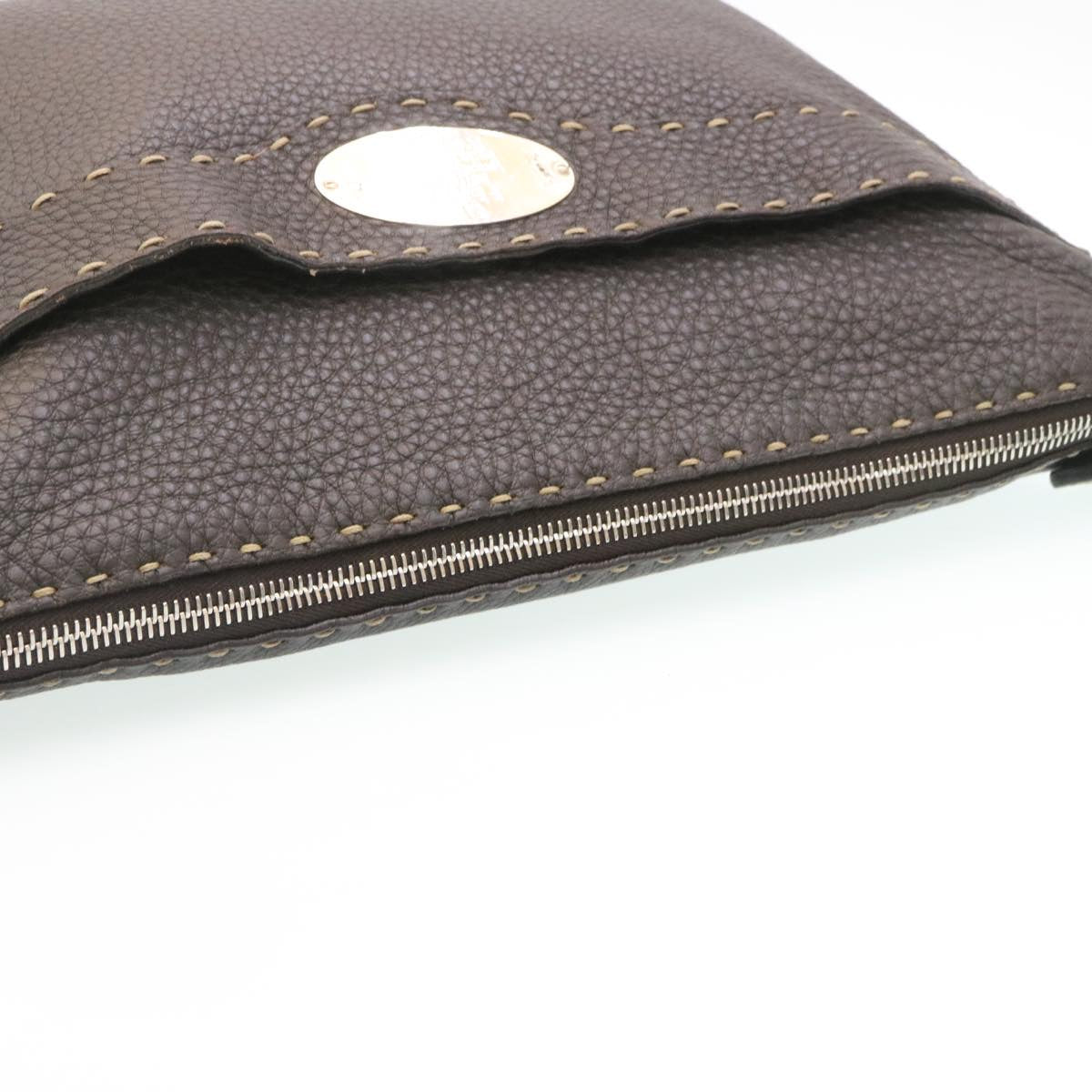 FENDI Shoulder Bag Leather Brown ar6319