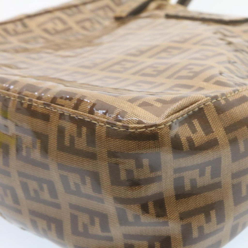 FENDI Zucchino Hand Bag Coated Canvas Brown ar6367