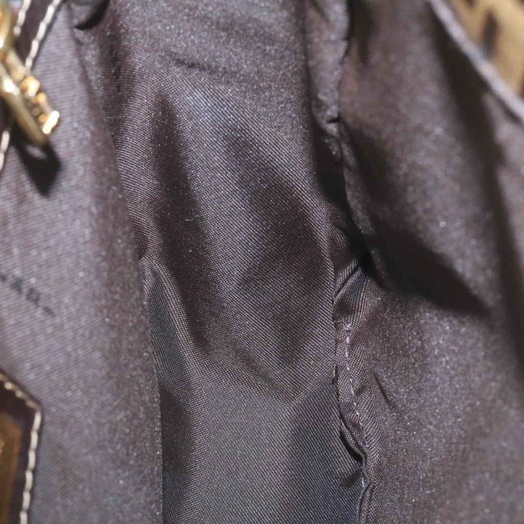 FENDI Zucchino Hand Bag Coated Canvas Brown ar6367