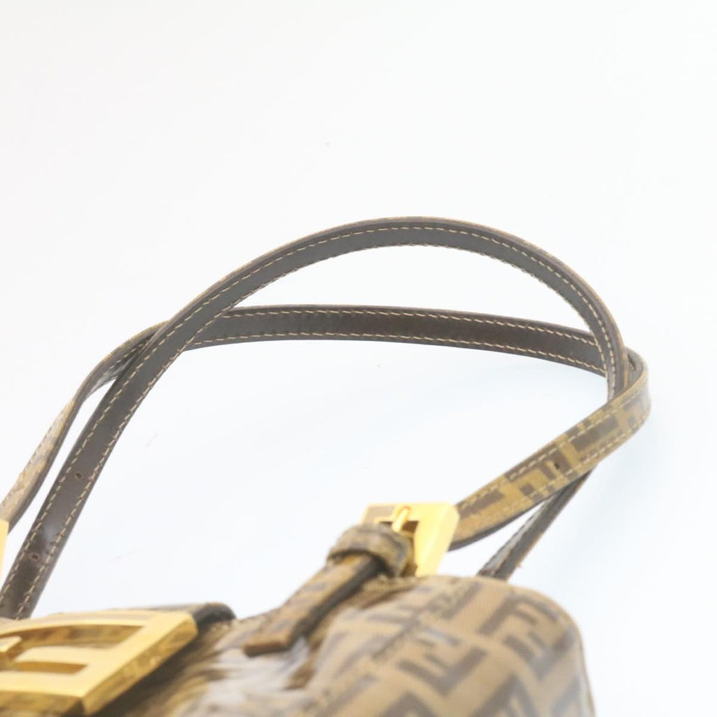 FENDI Zucchino Hand Bag Coated Canvas Brown ar6367