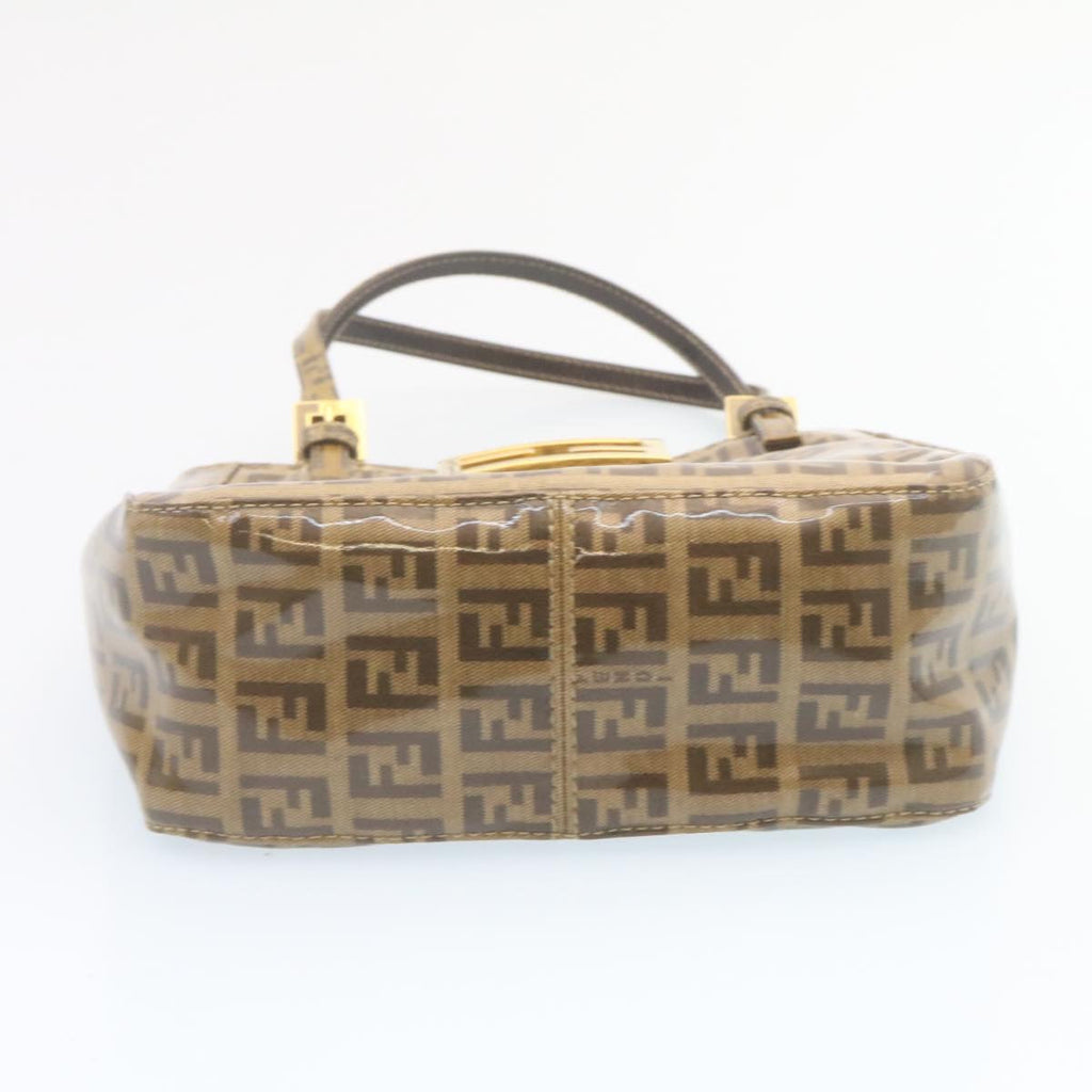FENDI Zucchino Hand Bag Coated Canvas Brown ar6367
