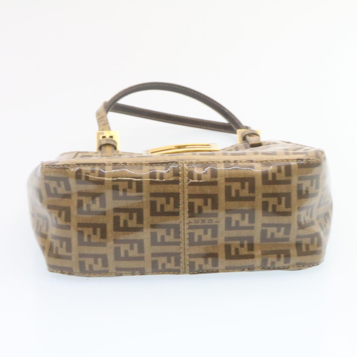 FENDI Zucchino Hand Bag Coated Canvas Brown ar6367