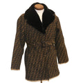 FENDI Zucca Canvas Coat Jacket Brown Black ar6369