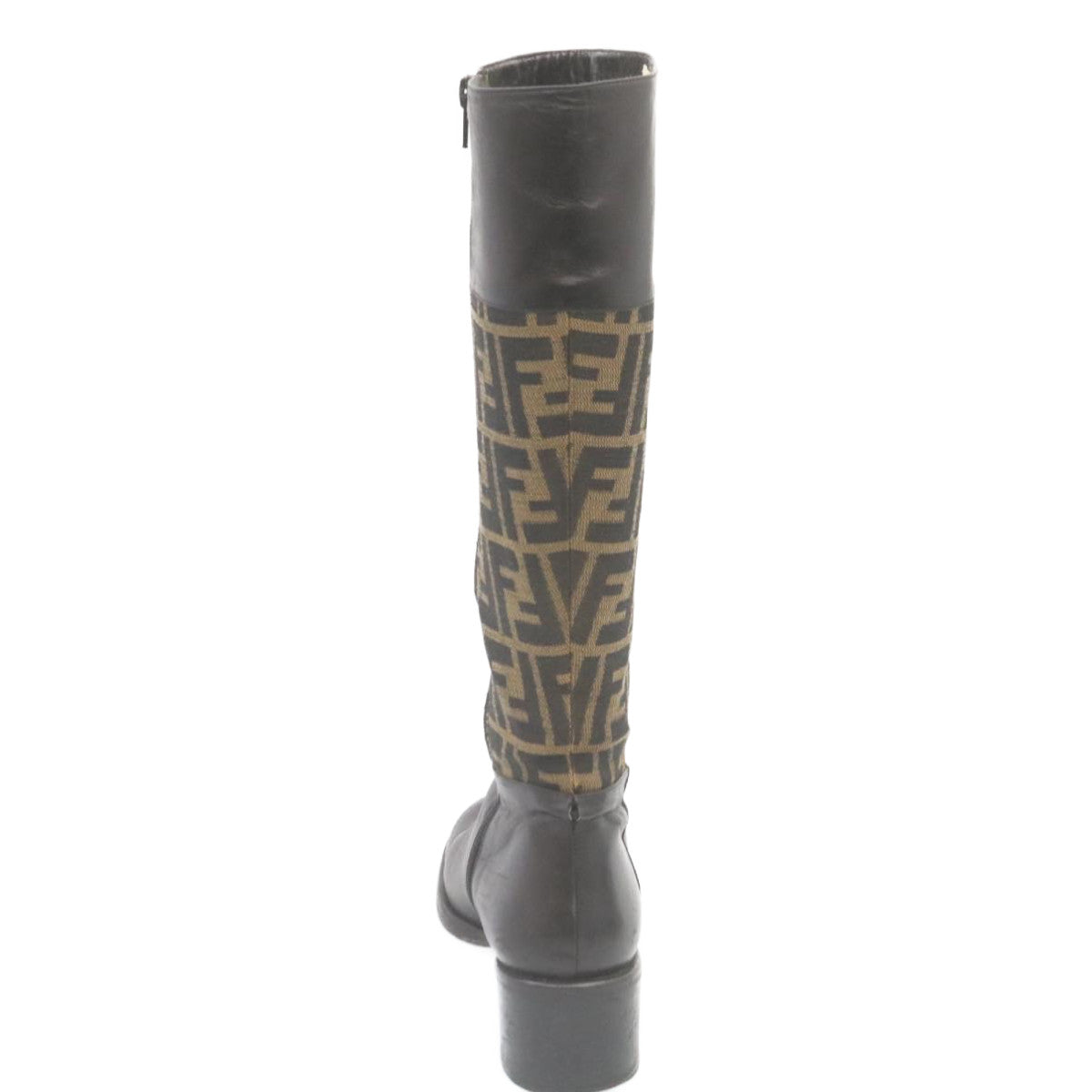 FENDI Zucca Canvas long boots Leather Brown Black ar6412