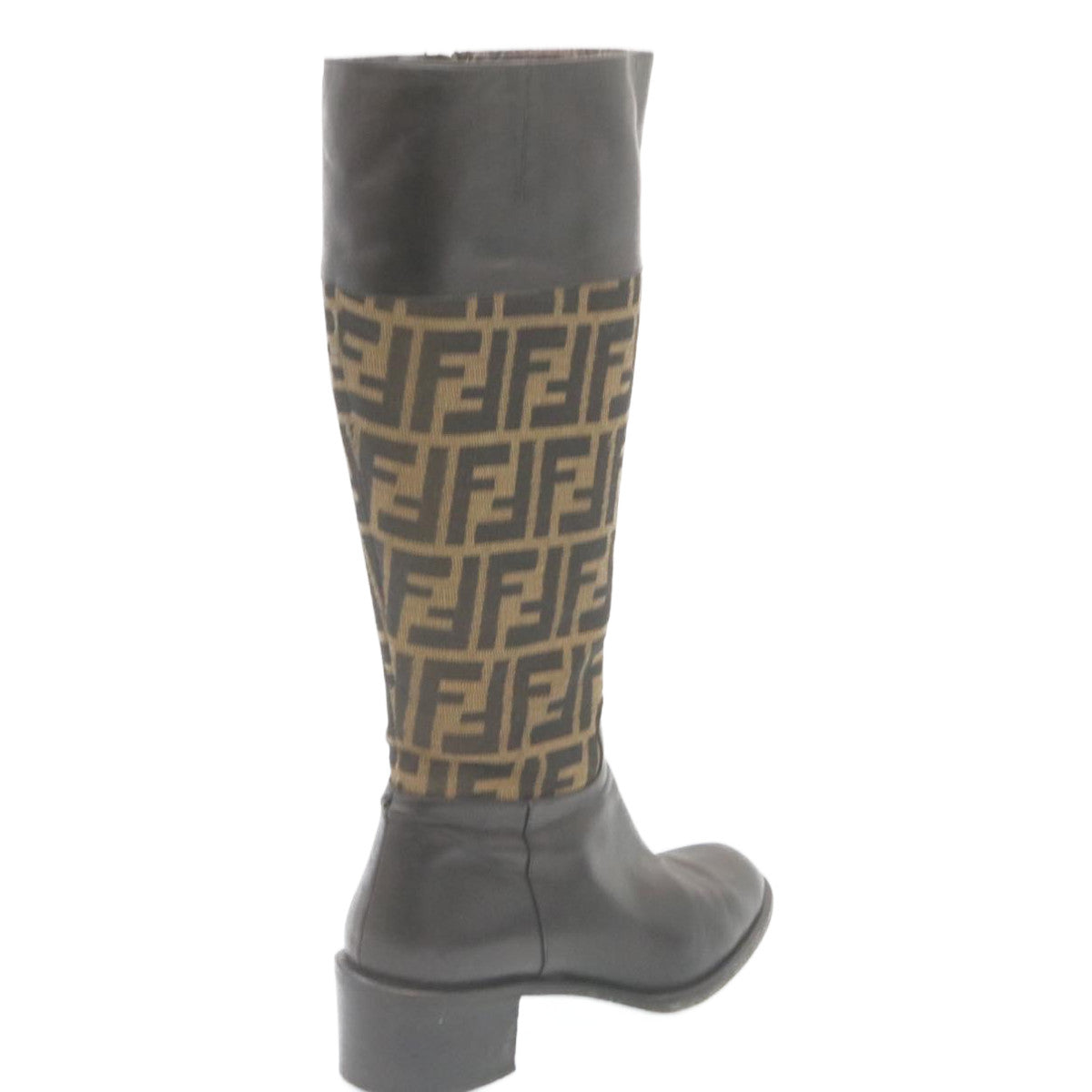 FENDI Zucca Canvas long boots Leather Brown Black ar6412