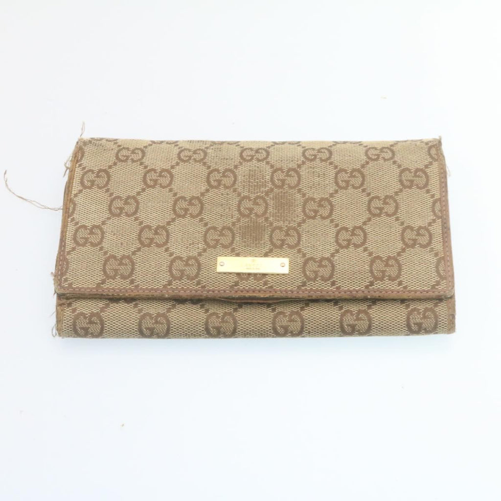 GUCCI GG Canvas Long Wallet Leather 6Set Black Brown ar6414