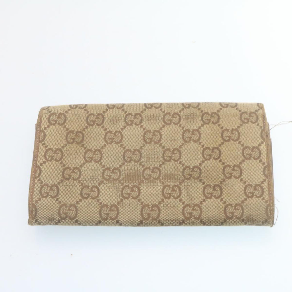GUCCI GG Canvas Long Wallet Leather 6Set Black Brown ar6414
