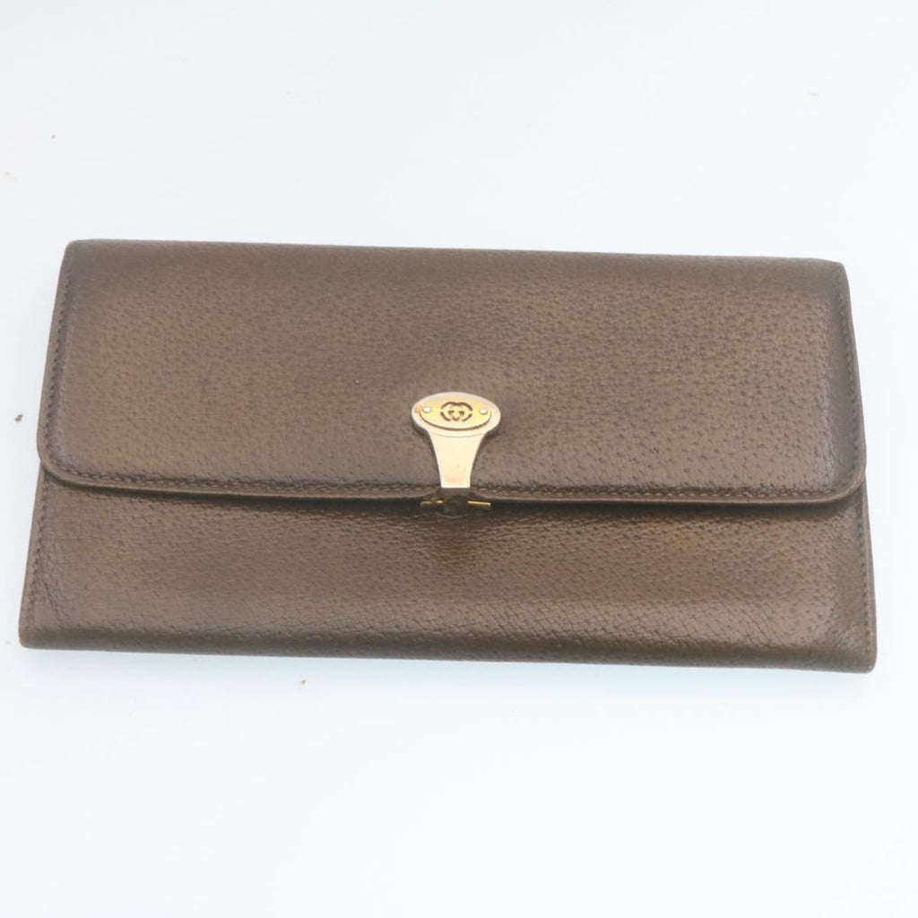 GUCCI GG Canvas Long Wallet Leather 6Set Black Brown ar6414
