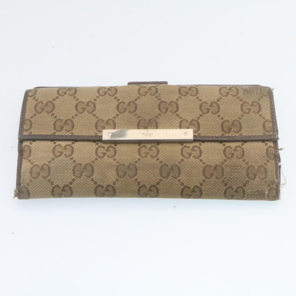 GUCCI GG Canvas Long Wallet Leather 6Set Black Brown ar6414