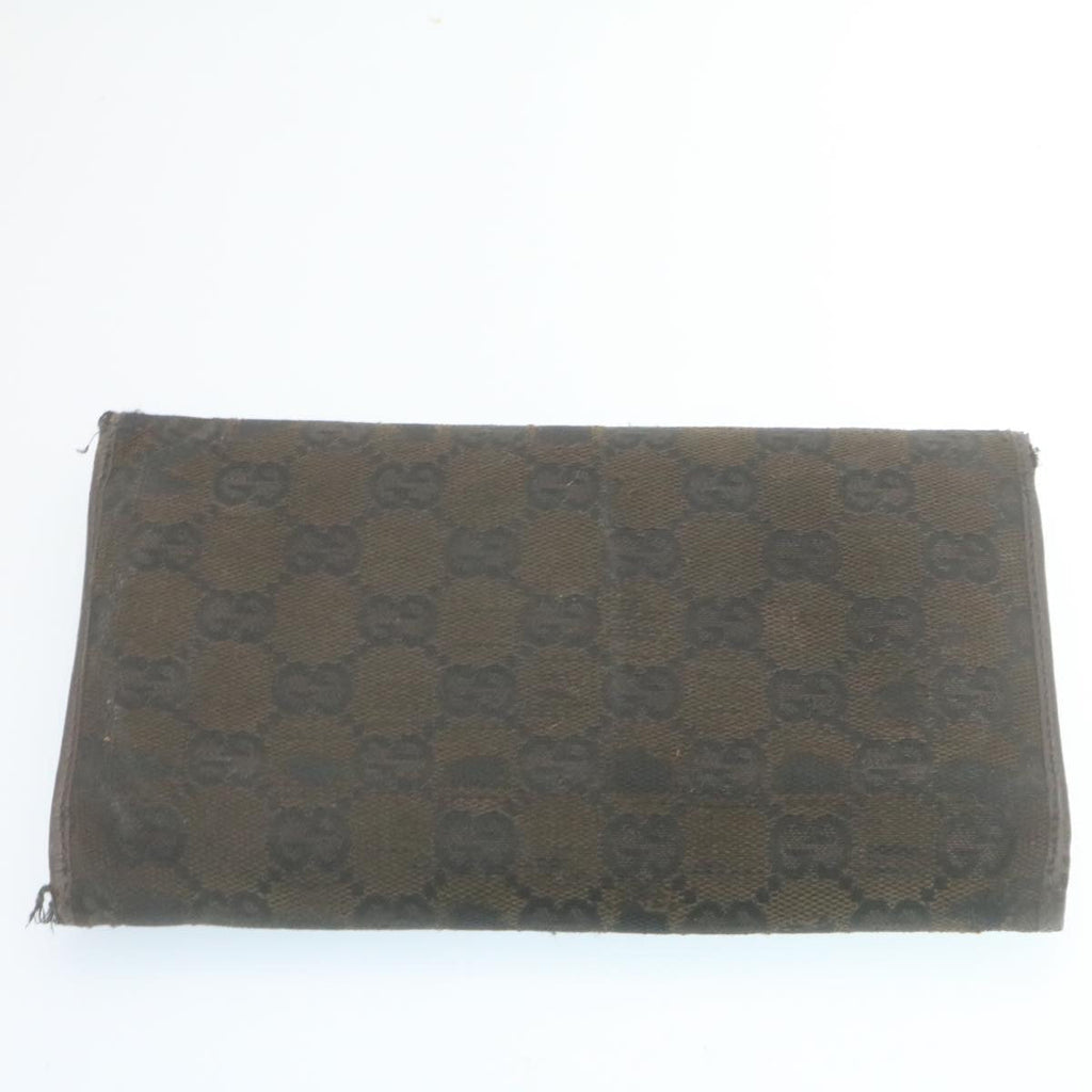 GUCCI GG Canvas Long Wallet Leather 6Set Black Brown ar6414